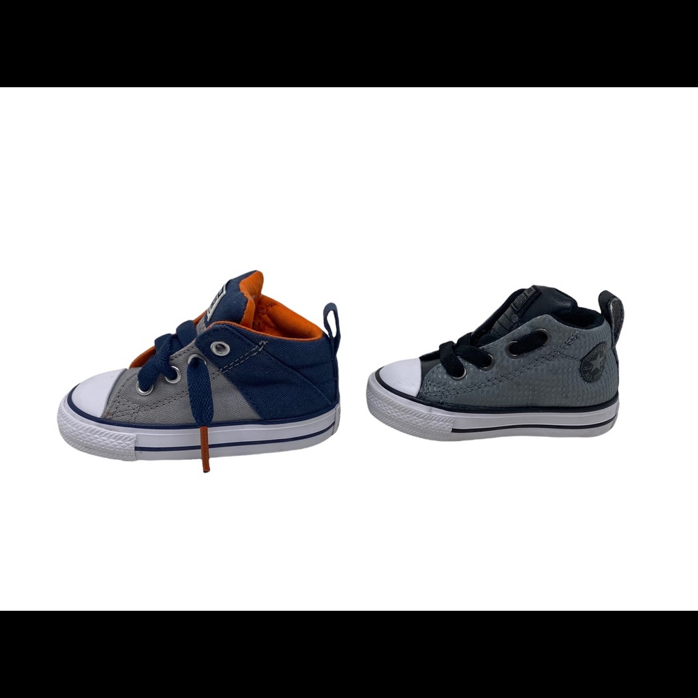 Lot of 2 Baby Toddler All Star Converse Size 4 & 5 Gray Black & Gray Orange - Picture 5 of 7